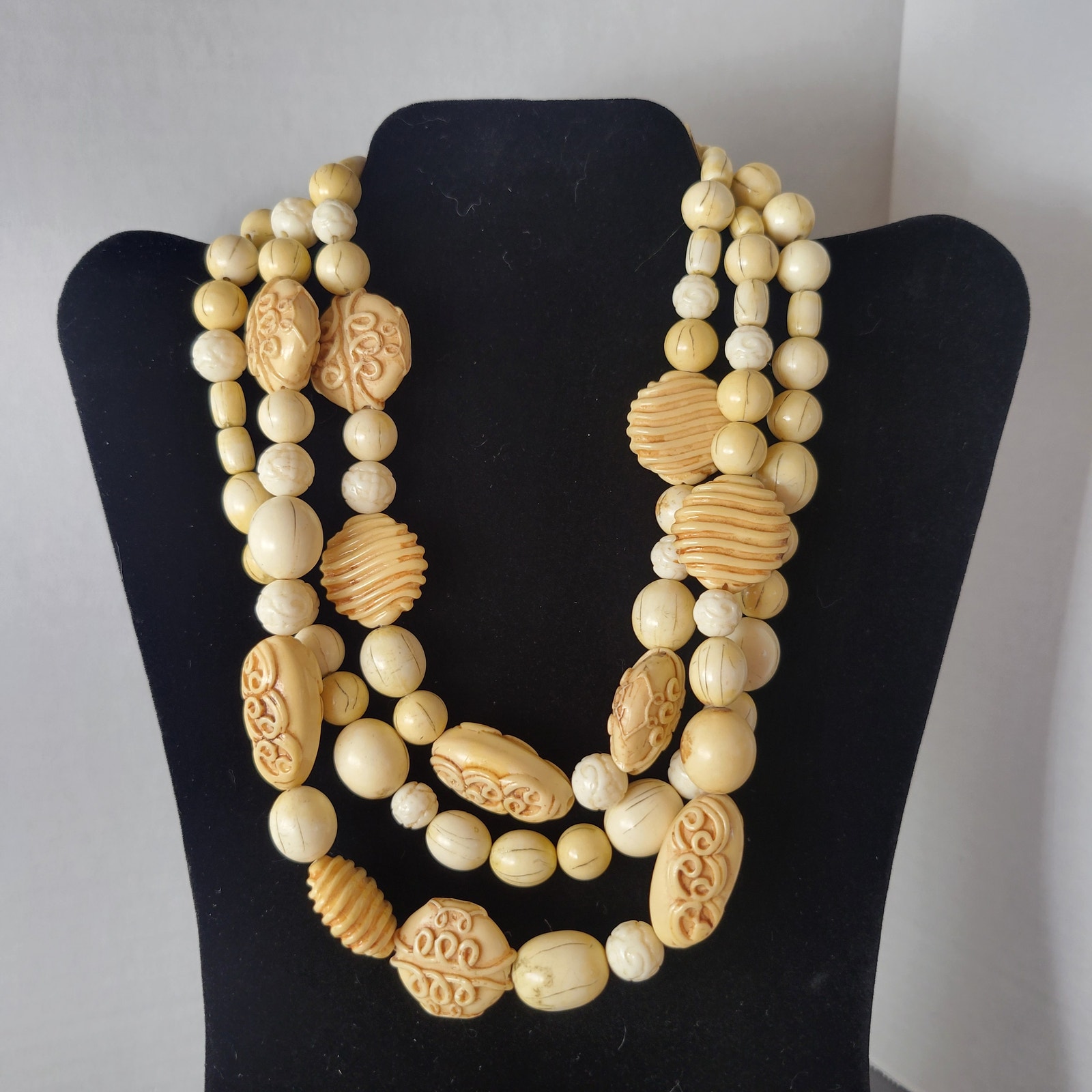 Vintage Jay Feinberg Multi-Strand Bead Necklace, 16" Chunky Choker Signed